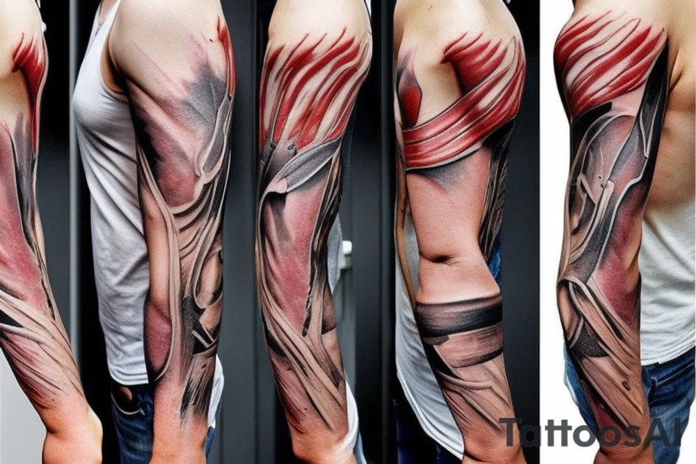 torn skin on arm when you can see muscles tattoo idea