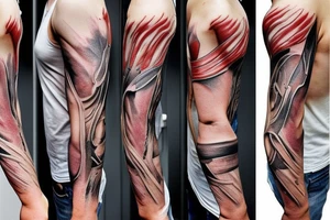 torn skin on arm when you can see muscles tattoo idea