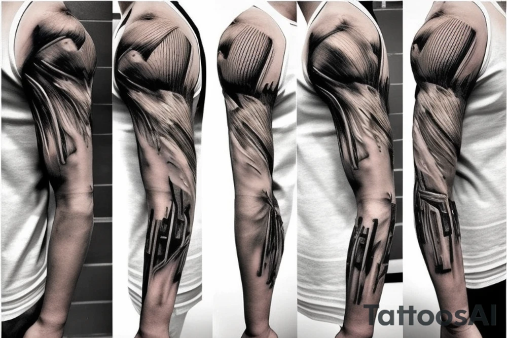 torn skin on arm when you can see muscles tattoo idea