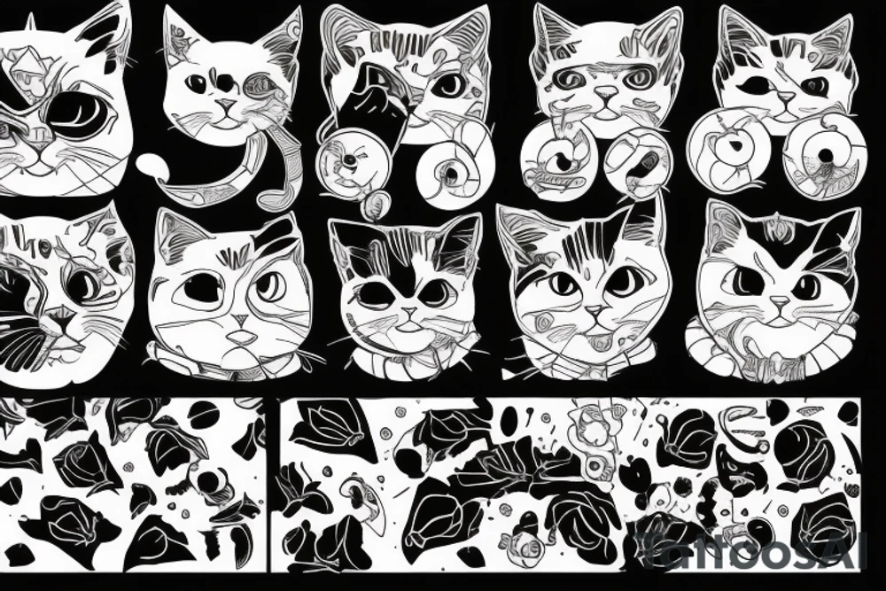 Black gang cat with joints tattoo idea