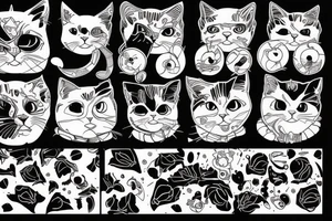 Black gang cat with joints tattoo idea