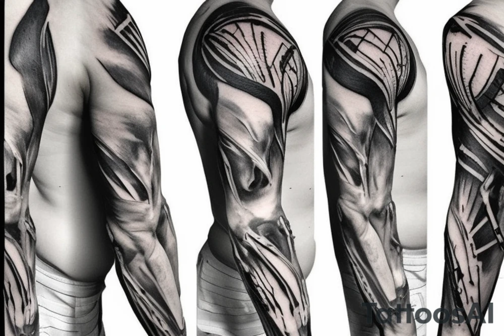 torn skin on arm when you can see muscles and bones tattoo idea