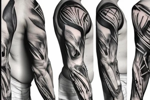 torn skin on arm when you can see muscles and bones tattoo idea