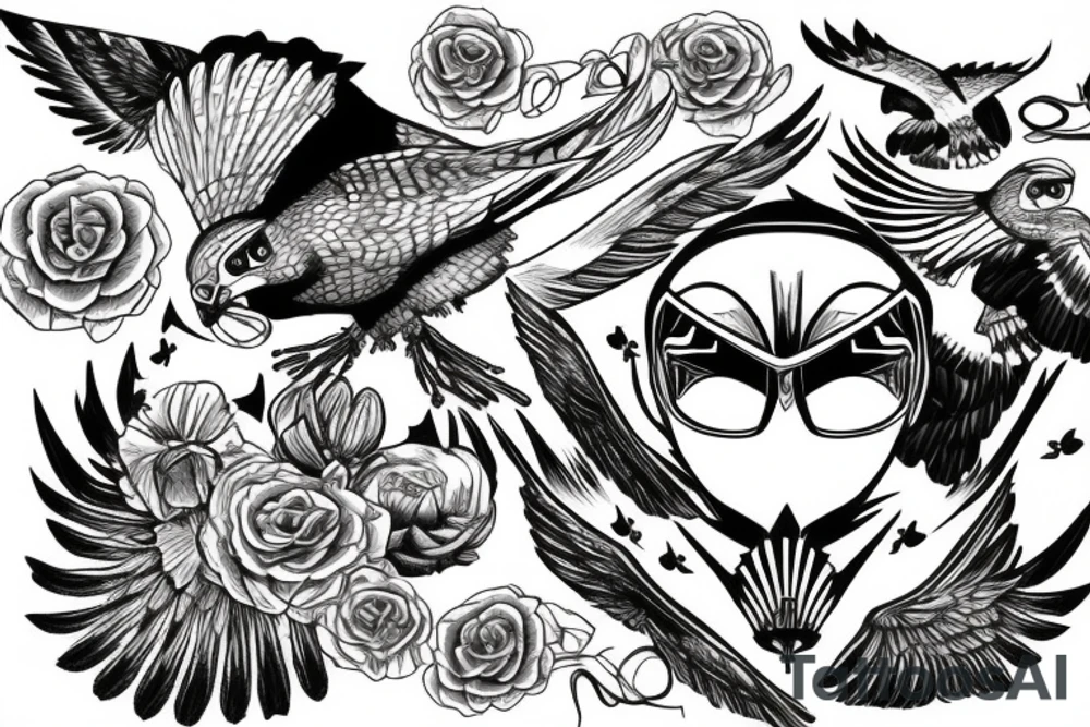 falcon front view tattoo idea