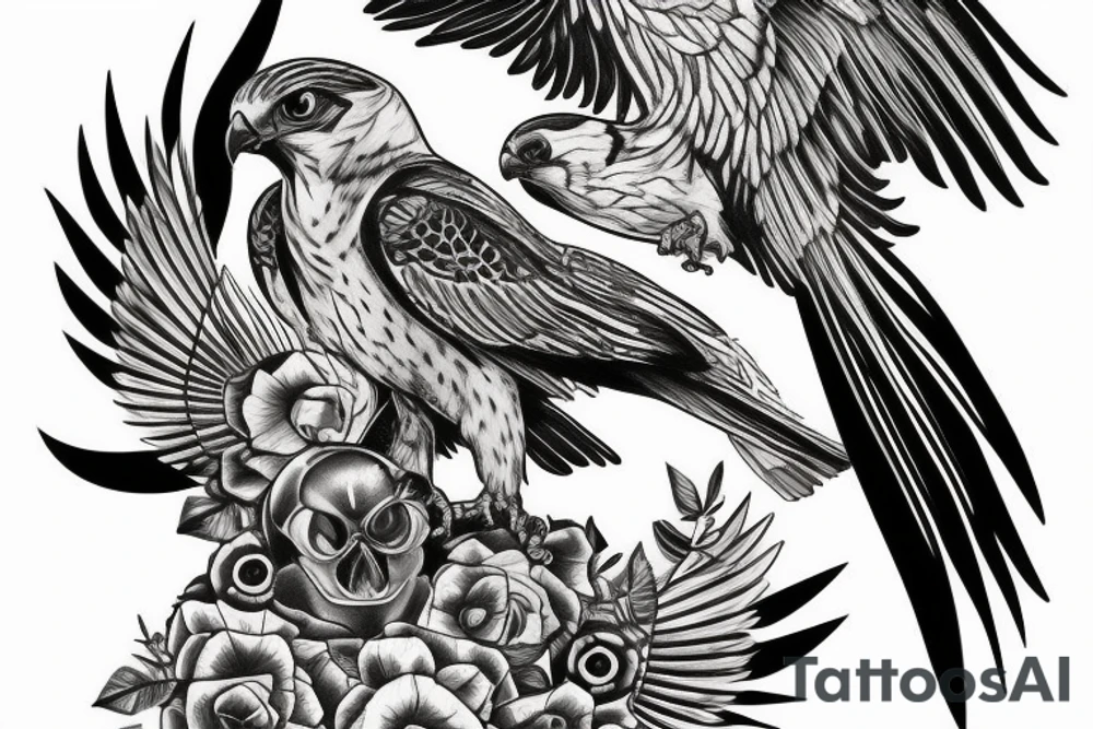 falcon front view tattoo idea