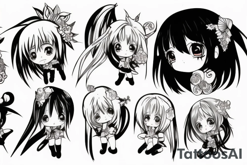 Anime girl, chibi tattoo idea