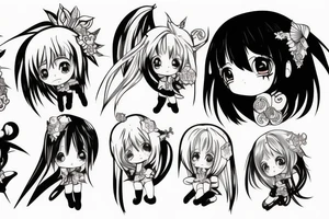 Anime girl, chibi tattoo idea