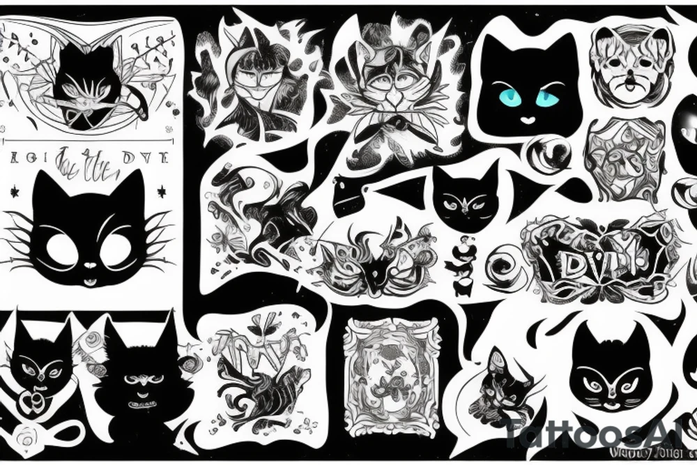 Black cat with the devil tattoo idea