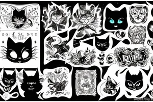 Black cat with the devil tattoo idea