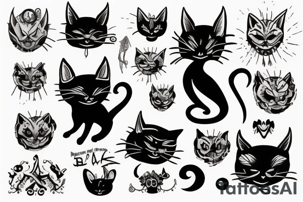 Black cat with the devil tattoo idea