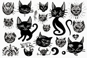 Black cat with the devil tattoo idea