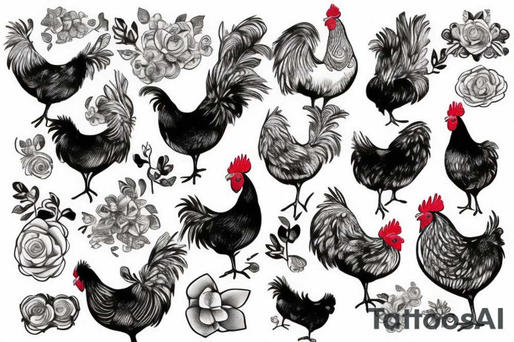 Funny hen chicken tattoo idea