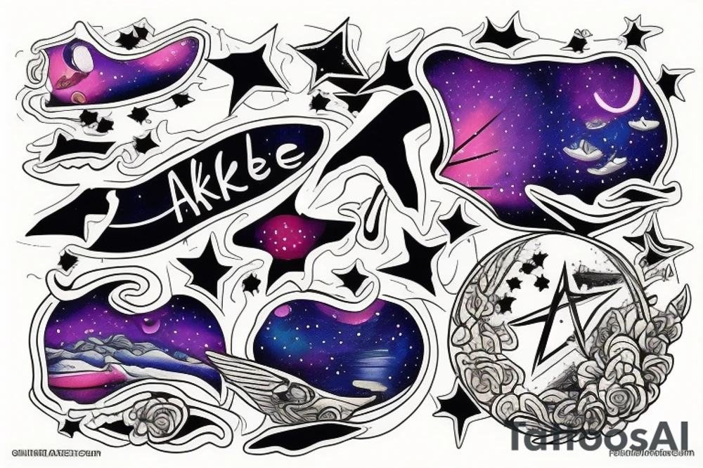 Lake during night with reflection of the stars tattoo idea