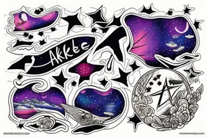 Lake during night with reflection of the stars tattoo idea