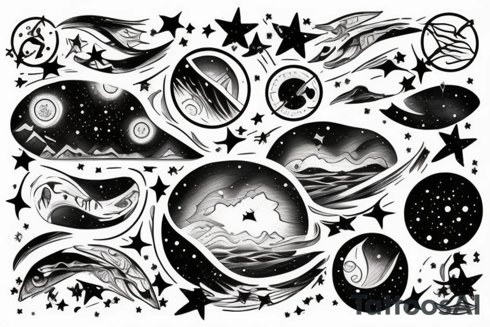 Lake during night with reflection of the stars tattoo idea