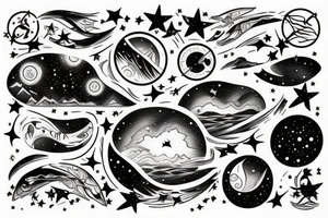 Lake during night with reflection of the stars tattoo idea
