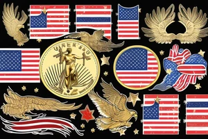 gold eagle with usa flag in background tattoo idea