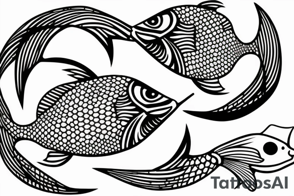 Two fish near together symbol of december tattoo idea