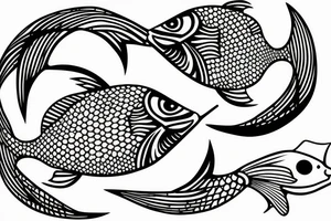 Two fish near together symbol of december tattoo idea