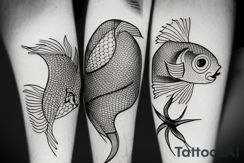 Two fish near together symbol of december tattoo idea