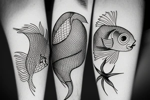 Two fish near together symbol of december tattoo idea