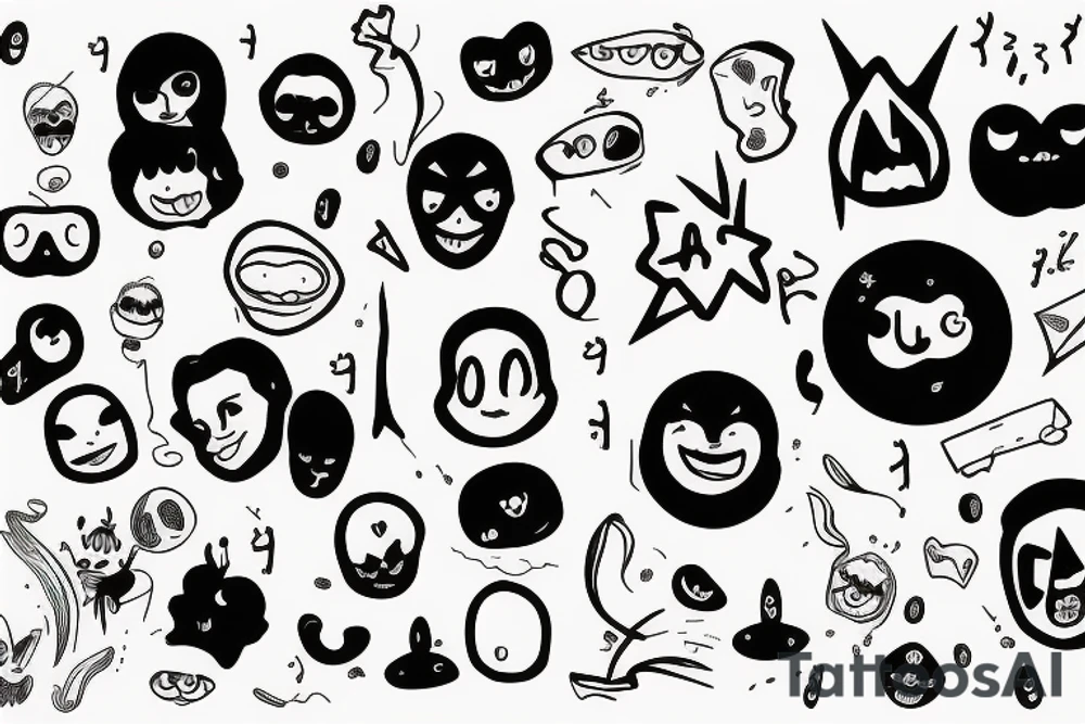 Black dock with funny face tattoo idea