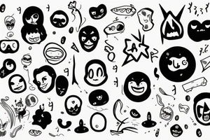 Black dock with funny face tattoo idea