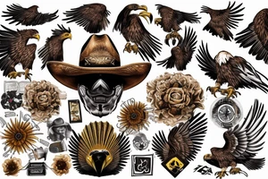 golden cowboy eagle tattoo idea