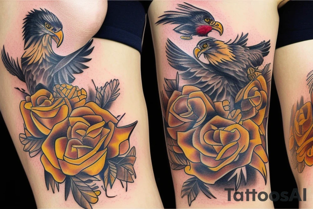 golden cowboy eagle tattoo idea