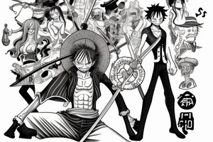 One piece Luffi holding a sword tattoo idea
