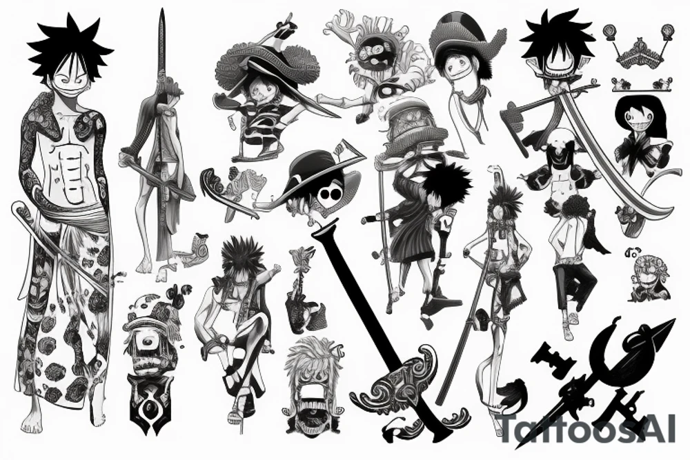 One piece Luffi holding a sword tattoo idea
