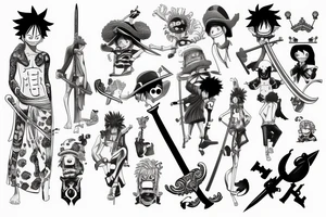 One piece Luffi holding a sword tattoo idea