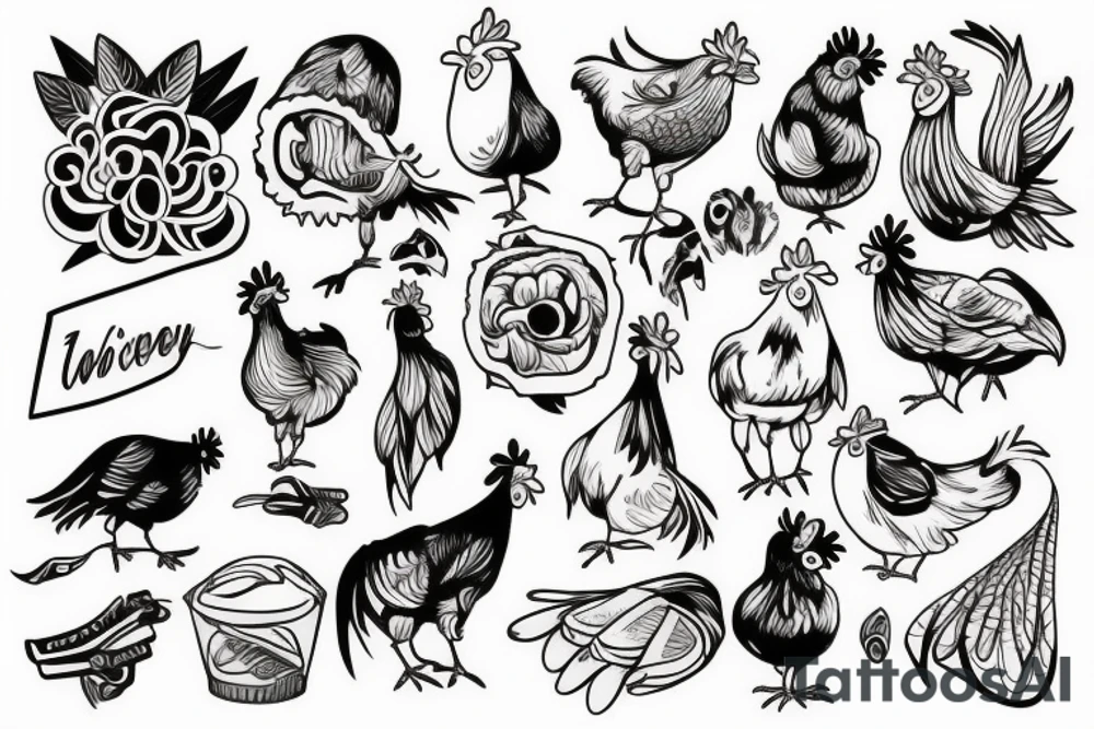 Funny chicken tattoo idea