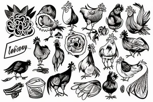 Funny chicken tattoo idea