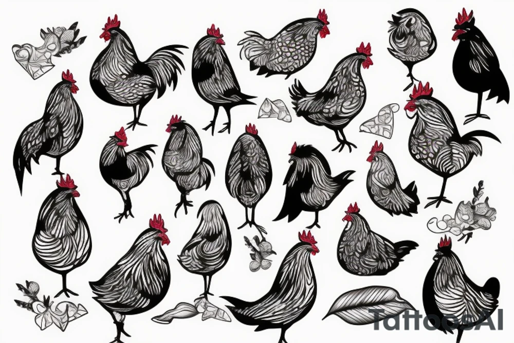 Funny chicken tattoo idea