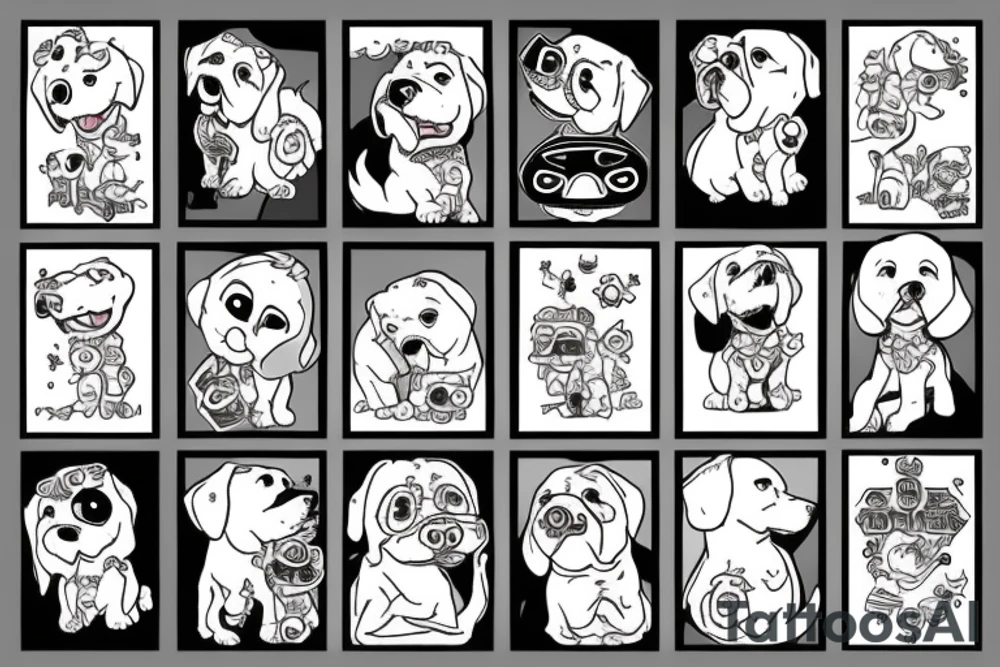 Puppy barking at front door tattoo idea