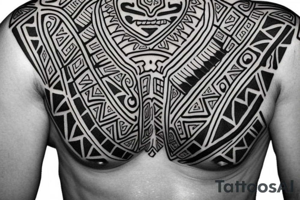 Ethnic tattoo in the Aztec style on the shoulder tattoo idea