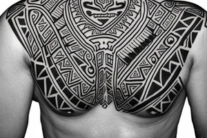 Ethnic tattoo in the Aztec style on the shoulder tattoo idea