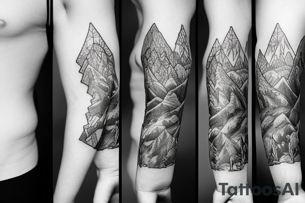 mountains sleeve tattoo idea