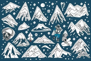 snowboarder in the mountains and forest tattoo idea