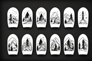 snowboarder in the mountains and forest tattoo idea