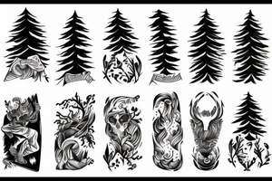 snowboarder in the mountains and forest tattoo idea