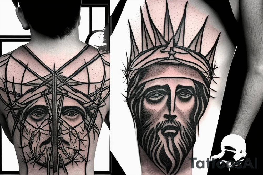 Jesus Christ with his crown of thorns tattoo idea