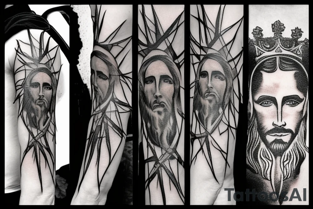 Jesus Christ with his crown of thorns tattoo idea
