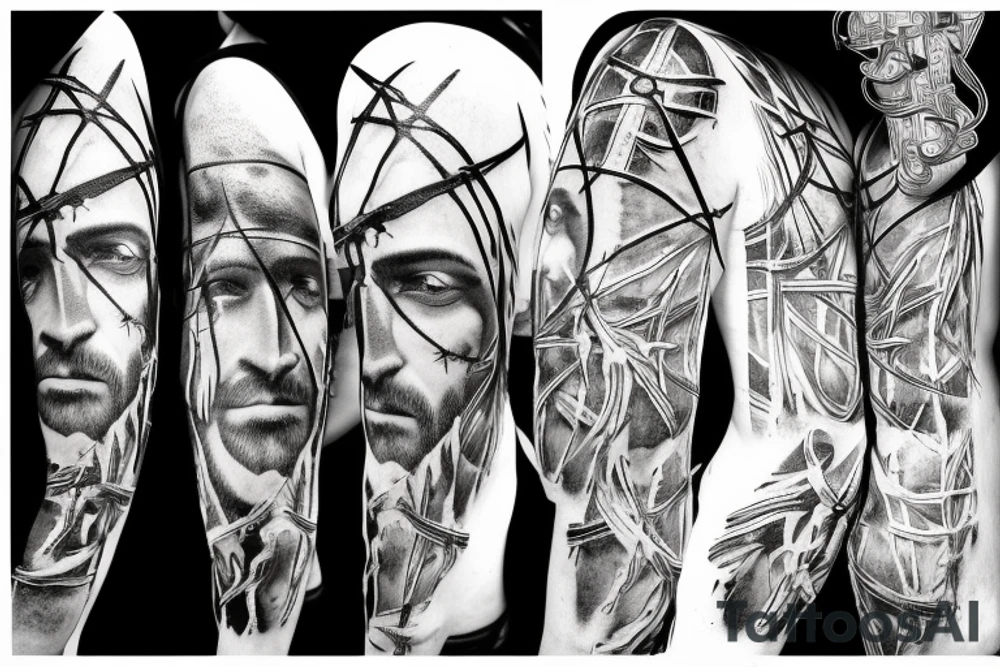 Jesus Christ with his crown of thorns tattoo idea