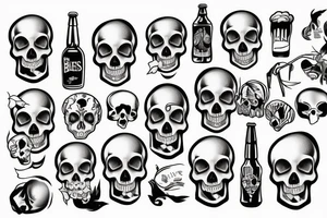 Beer head with human's skull tattoo idea