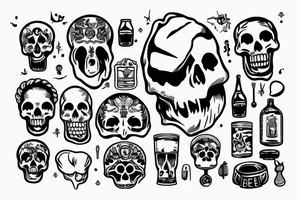 Beer head with human's skull tattoo idea