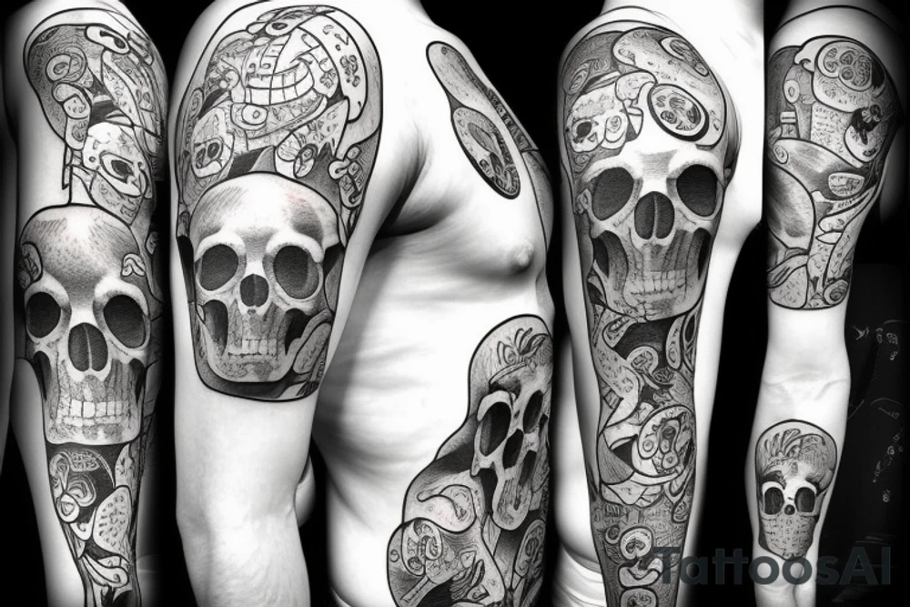 Beer with human's skull tattoo idea