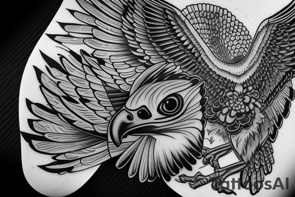 falcon, front view,bird tattoo idea