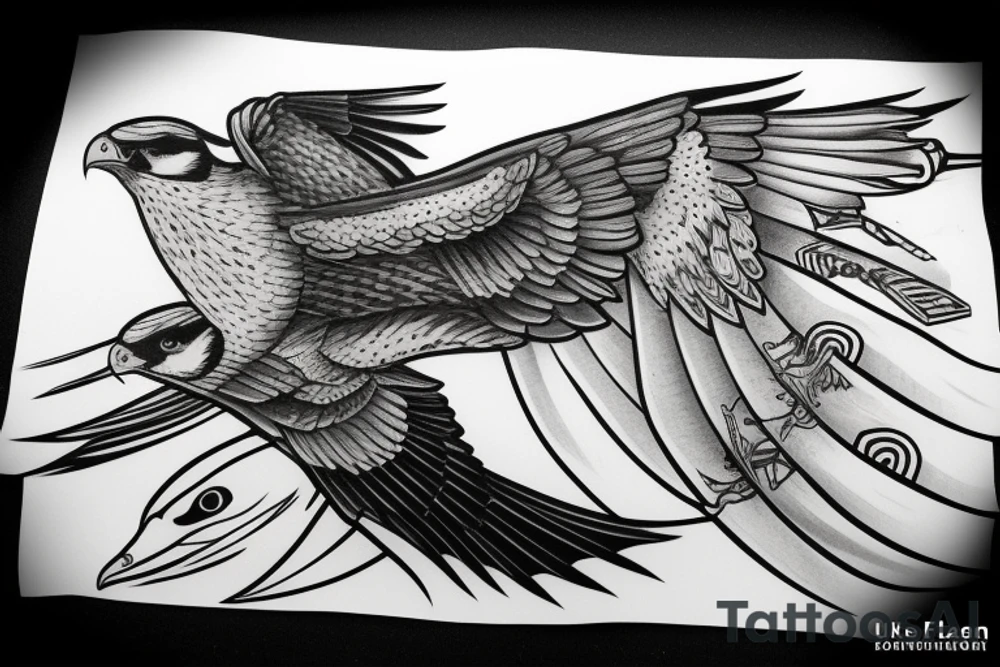 falcon, front view,bird tattoo idea